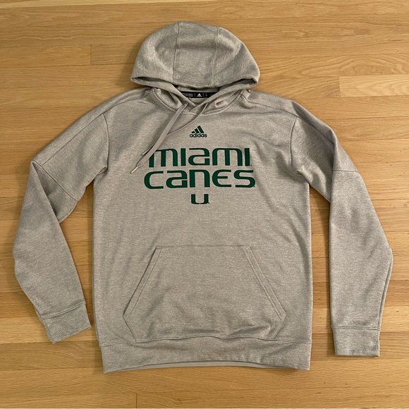 Adidas NCAA University of Miami Canes Gray Hoodie | Size: Medium - Picture 2 of 9